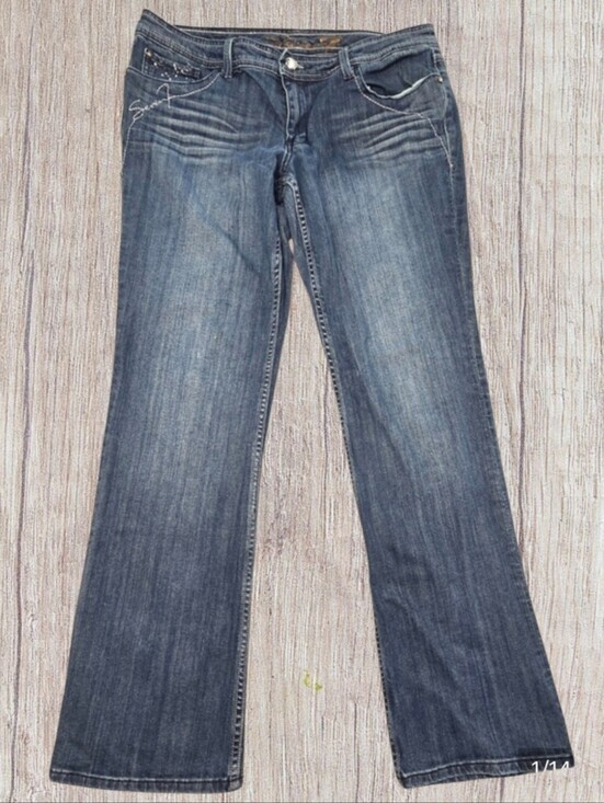 Seven7 Denim - Seven7 Women's Blue Jeans Rhinestone Size 12 Boot Cut Medium Wash